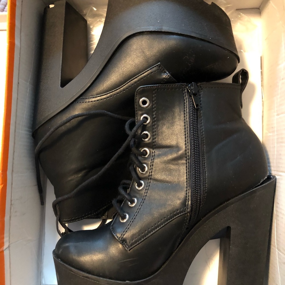 Platform faux leather booties